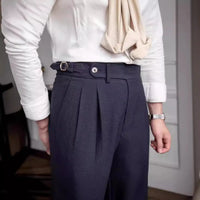 Tailored straight leg trousers - black