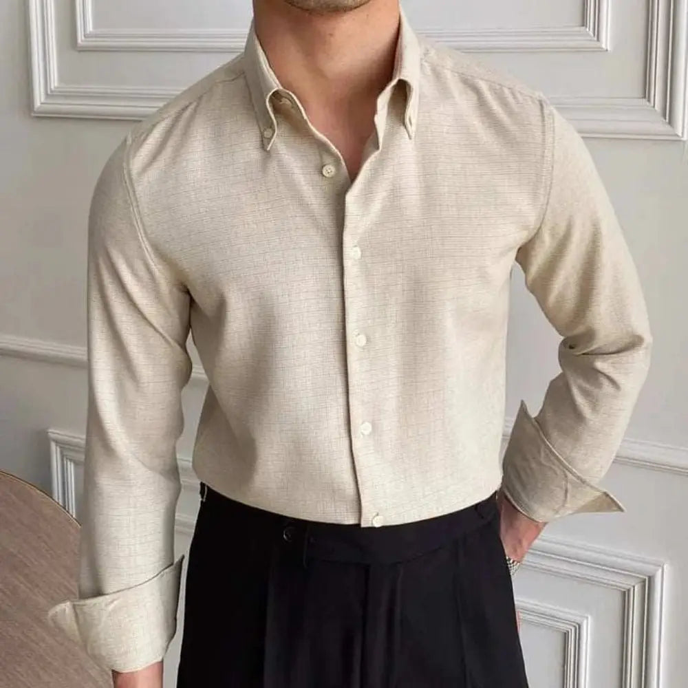 Relaxed Fit Casual Long Sleeve Shirt – Solid Colours | Office Ready | Quiet Luxury Aesthetic