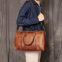 Original Retro Men's And Women's Handmade Leather Travel Bag – Brown | Retro Carry-On | Old Money Essential Prendersons
