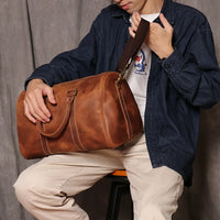 Original Retro Men's And Women's Handmade Leather Travel Bag – Brown | Retro Carry-On | Old Money Essential Prendersons
