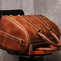 Original Retro Men's And Women's Handmade Leather Travel Bag – Brown | Retro Carry-On | Old Money Essential Prendersons