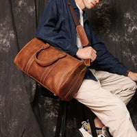 Original Retro Men's And Women's Handmade Leather Travel Bag – Brown | Retro Carry-On | Old Money Essential Prendersons