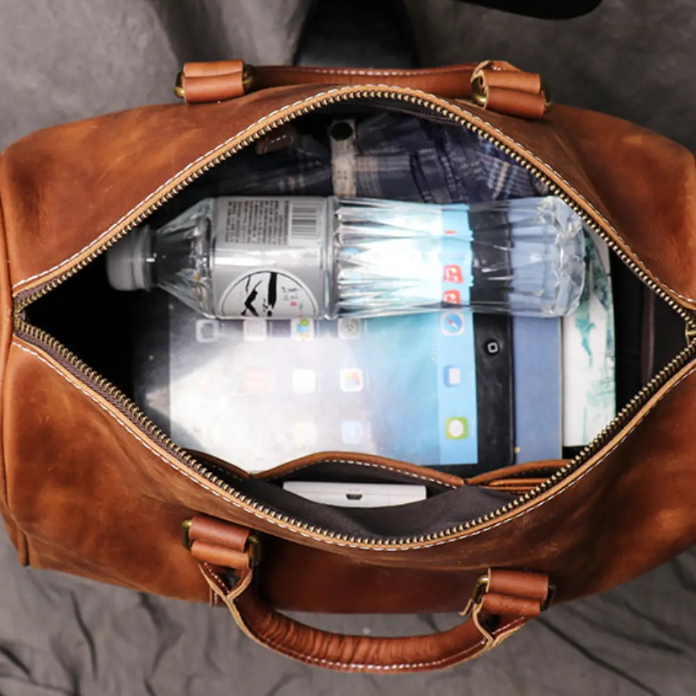 Original Retro Men's And Women's Handmade Leather Travel Bag – Brown | Retro Carry-On | Old Money Essential Prendersons
