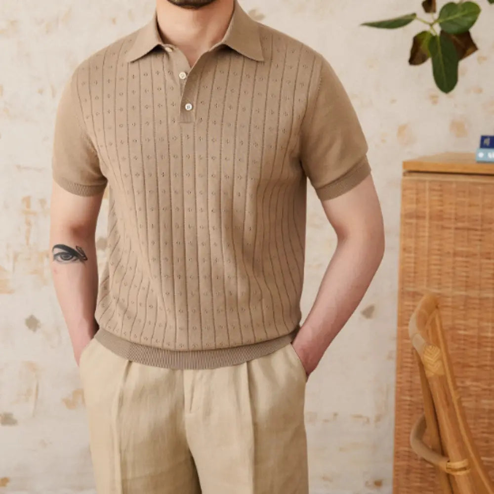 Regular Fit Cotton Polo Shirt – Light Khaki | Summer Casualwear | Old Money Menswear