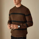 Pure Wool Men's Casual Striped Contrast Color Warm Sweater Prendersons