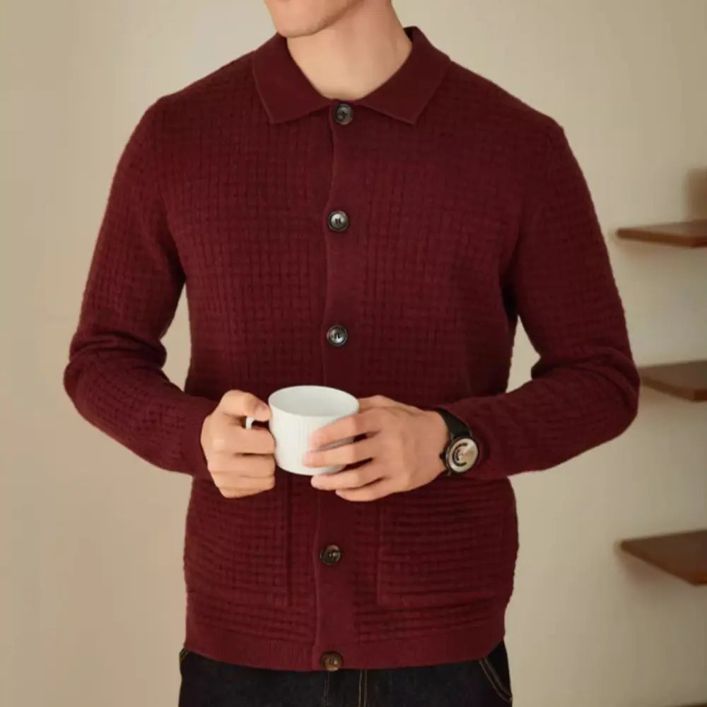 Relaxed Fit Men's Pure Wool Sweater – Earl Red | Casual Wear | Old Money Knitwear