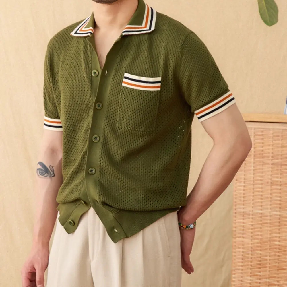 Relaxed Fit Hollow Cotton Shirt – White | Vacation Ready | Old Money Menswear
