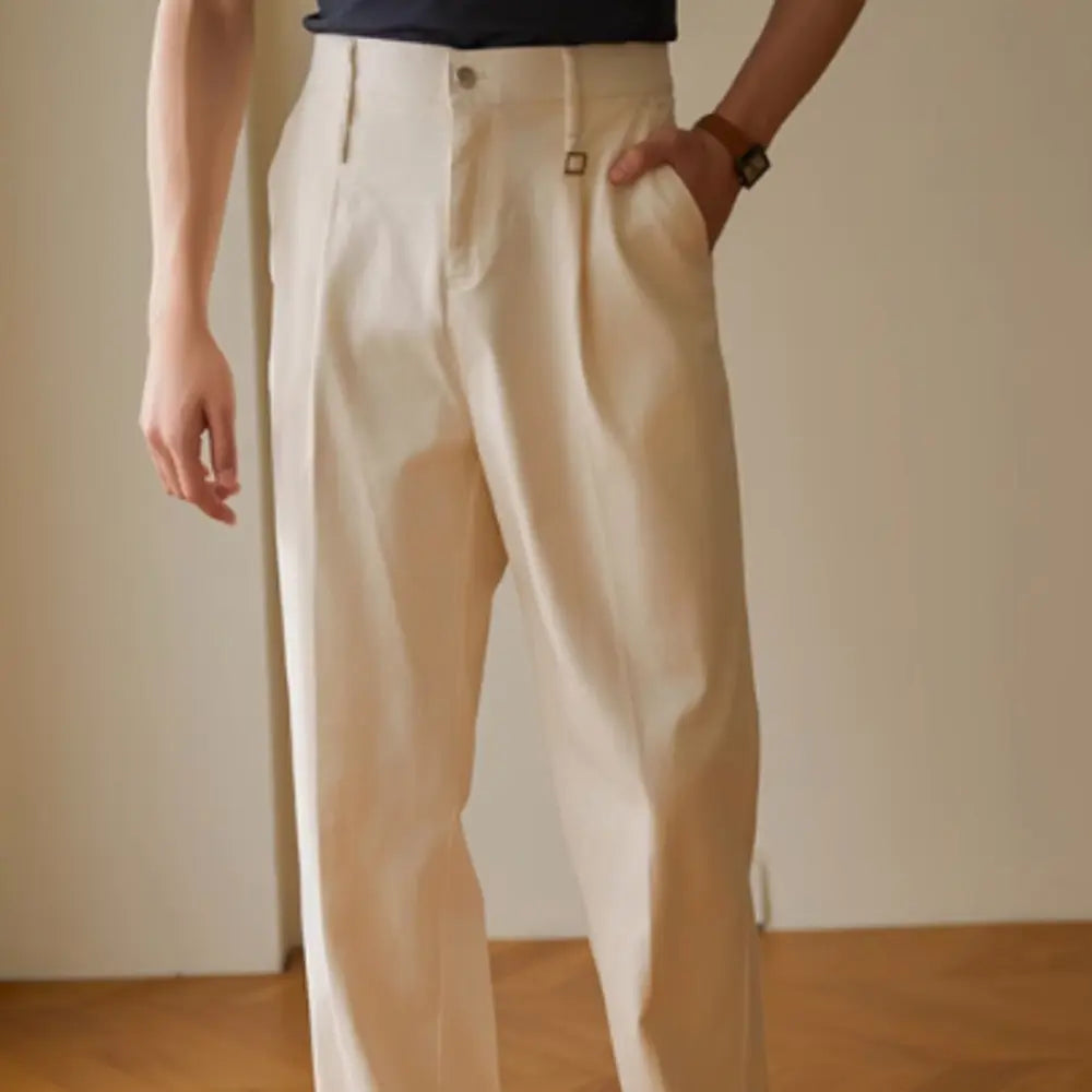 Relaxed Fit Retro Casual Pants – Black & Apricot | Everyday Leisure | City Style Menswear
