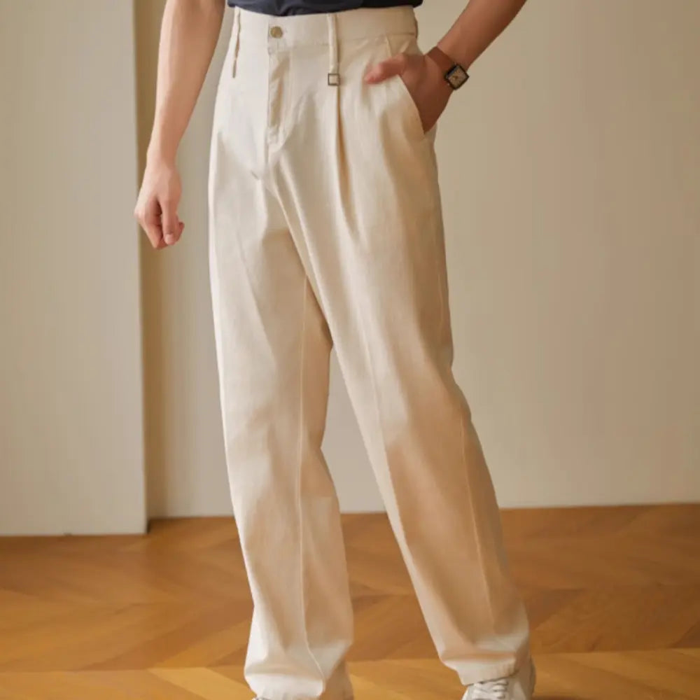 Relaxed Fit Retro Casual Pants – Black & Apricot | Everyday Leisure | City Style Menswear