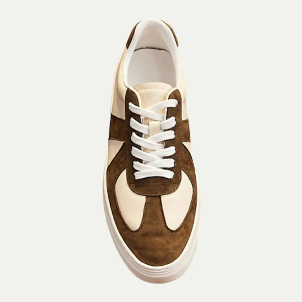 Regular Fit Retro Color Matching Casual Skateboard Shoes – Brown & Apricot | Leisure | Vintage Style