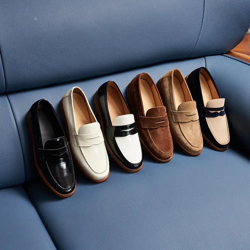 Slim Fit Mens Leather Loafers – Brown | Genuine Leather | Handmade British Style