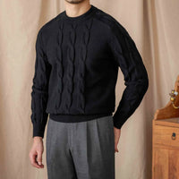 Round-neck Long-sleeved Pullover Jacquard Slim-fit Stretch Sweater Prendersons