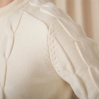 Round-neck Long-sleeved Pullover Jacquard Slim-fit Stretch Sweater Prendersons