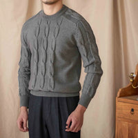 Round-neck Long-sleeved Pullover Jacquard Slim-fit Stretch Sweater Prendersons