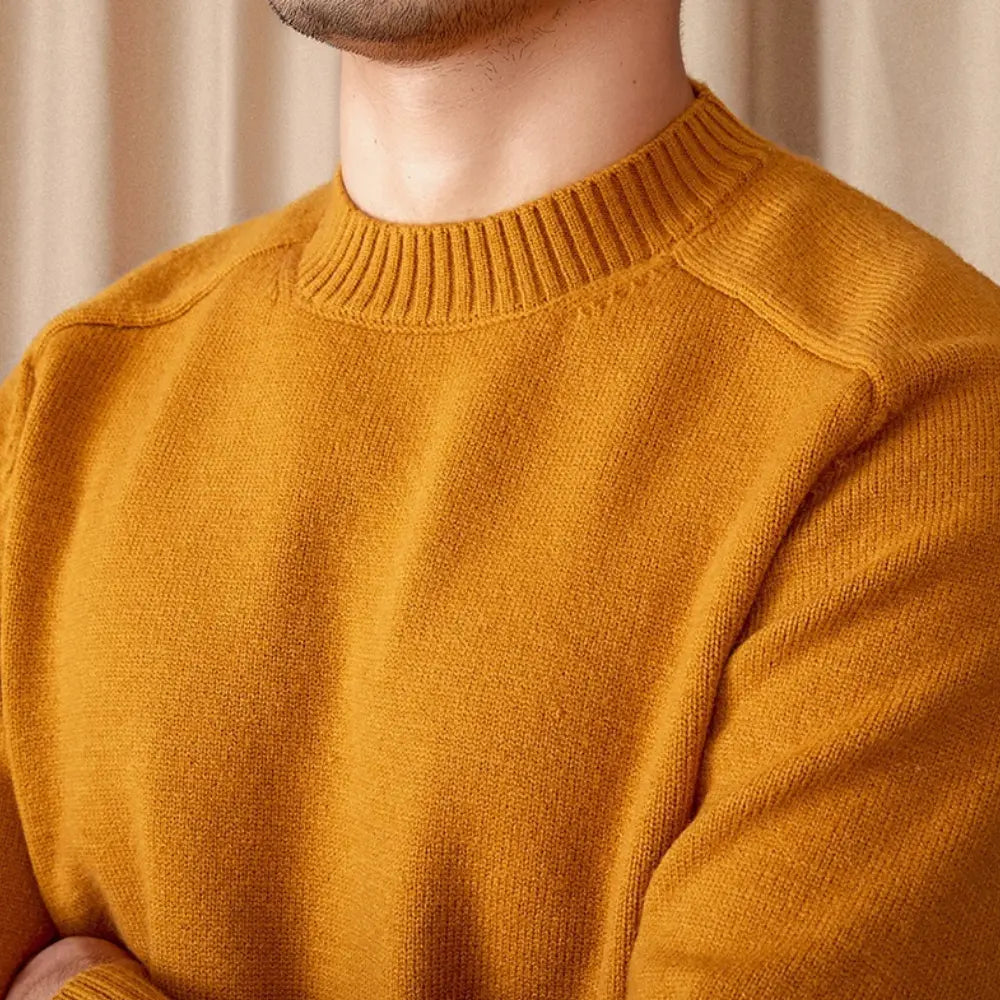 Round Neck Long Sleeve Solid Color Sweater Leisure Pullover Sweater Prendersons