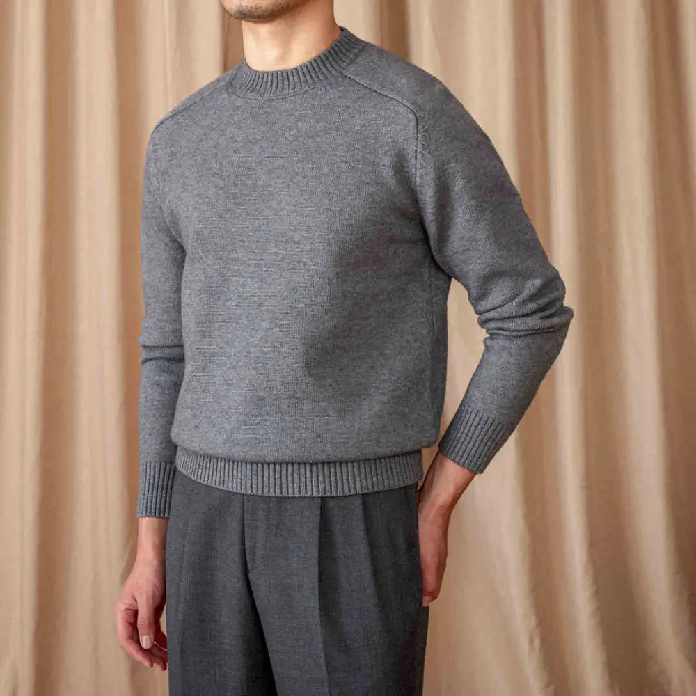 Round Neck Long Sleeve Solid Color Sweater Leisure Pullover Sweater Prendersons