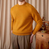 Round Neck Long Sleeve Solid Color Sweater Leisure Pullover Sweater Prendersons