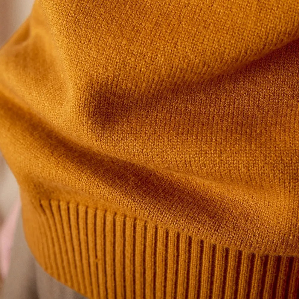 Round Neck Long Sleeve Solid Color Sweater Leisure Pullover Sweater Prendersons