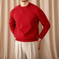 Round Neck Long Sleeve Solid Color Sweater Leisure Pullover Sweater Prendersons