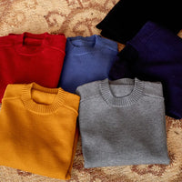 Round Neck Long Sleeve Solid Color Sweater Leisure Pullover Sweater Prendersons