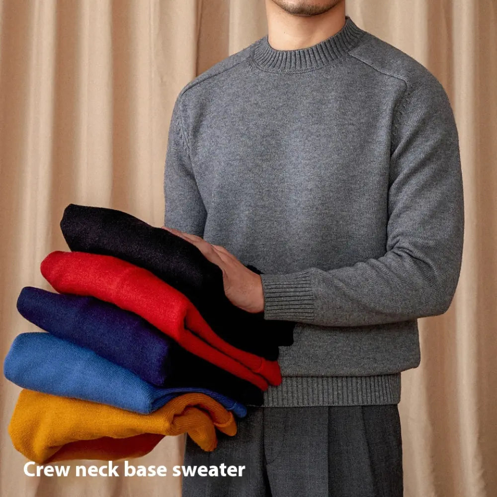 Round Neck Long Sleeve Solid Color Sweater Leisure Pullover Sweater Prendersons