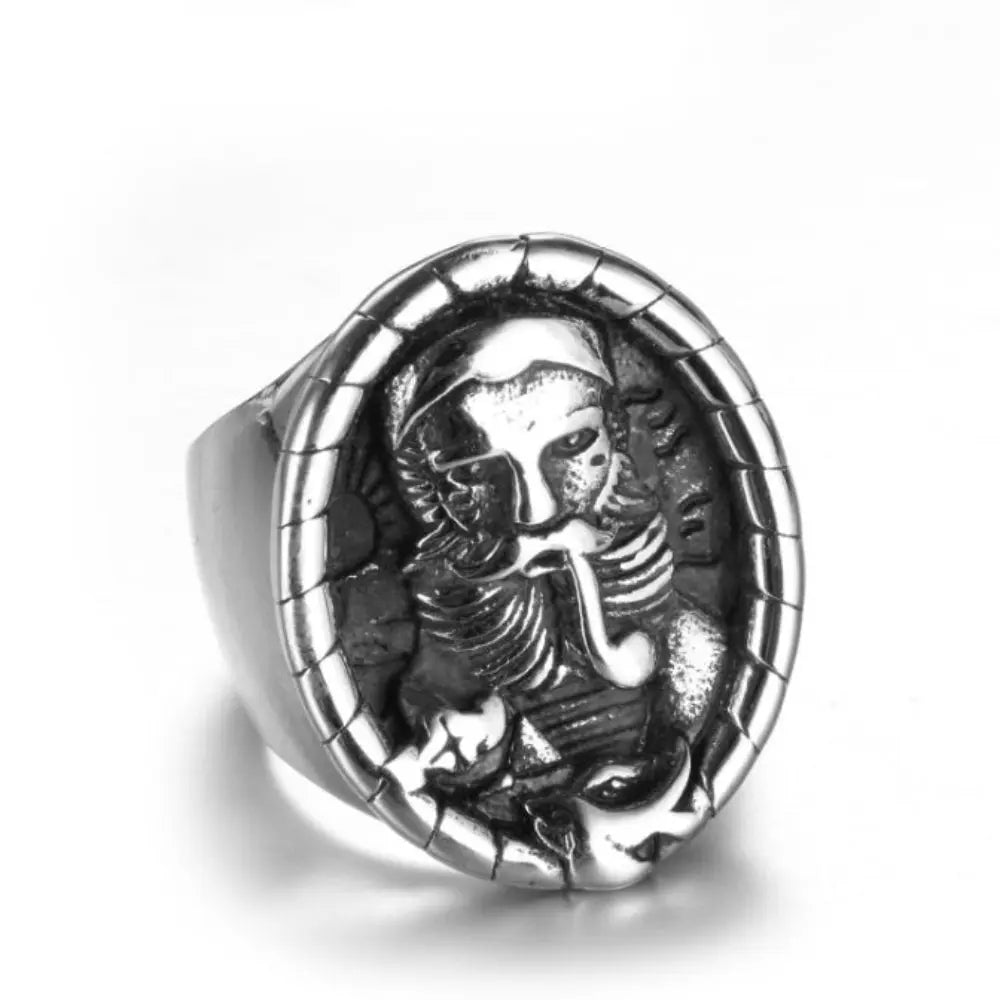 SMOKIN' JIM Mens Signet Ring – Steel | Vintage Bold Style | Old Money Aesthetic