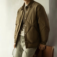 Shirt Collar Down Jacket Men's New Winter Rhombus Tooling Prendersons