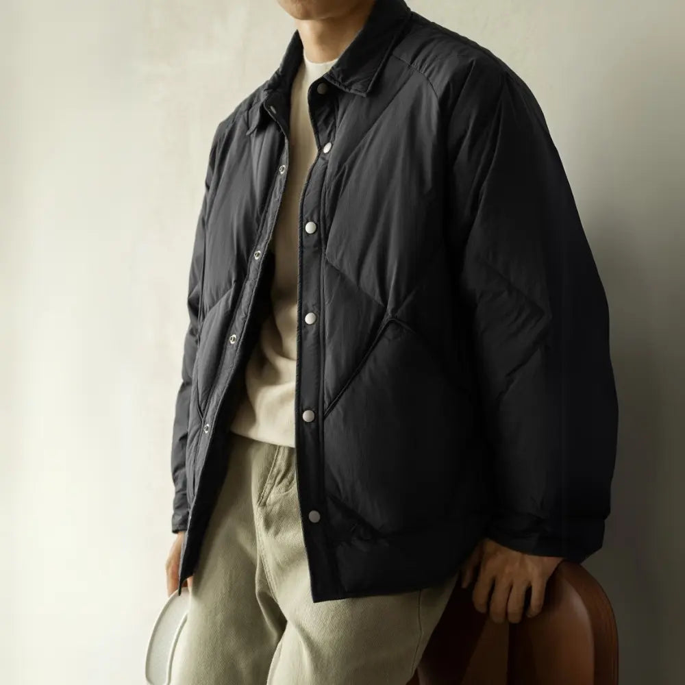 Shirt Collar Down Jacket Men's New Winter Rhombus Tooling Prendersons