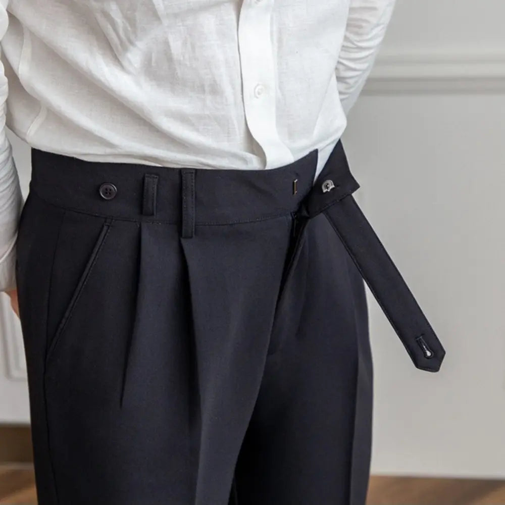 Black cropped Korean trousers