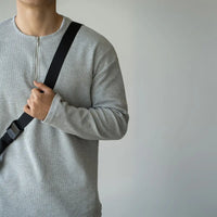 Spring Lapel Mens Long Sleeve T Shirt with Solid Color – Light Gray | Old Money Menswear Prendersons
