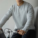 Spring Lapel Mens Long Sleeve T Shirt with Solid Color – Light Gray | Old Money Menswear Prendersons