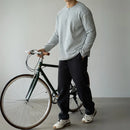 Spring Lapel Mens Long Sleeve T Shirt with Solid Color – Light Gray | Old Money Menswear Prendersons