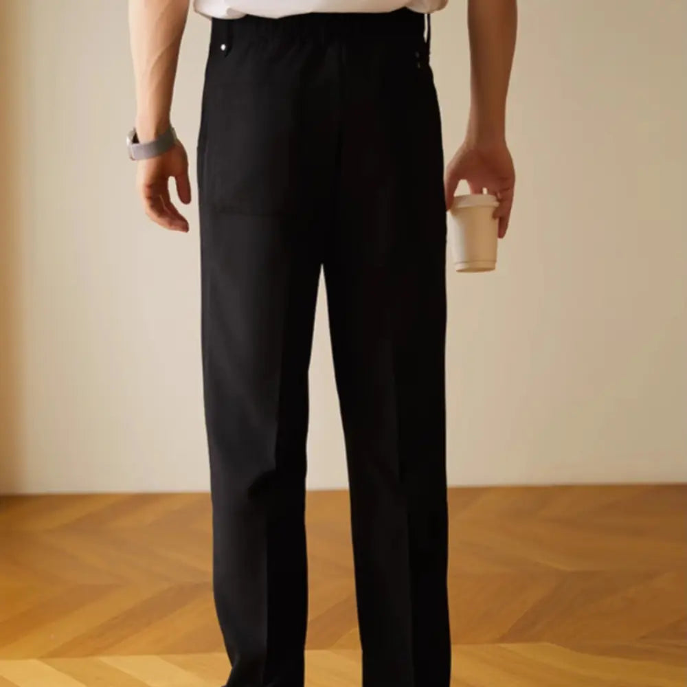Slim Straight Men's Casual Pants – Apricot, Black, White | Urban Style | Lightweight Stretch Trousers