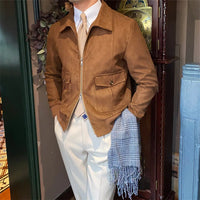 Suede Coffee Bomber Jacket For Man Prendersons