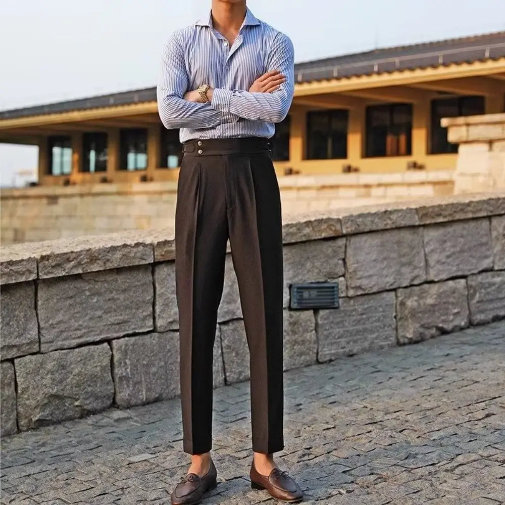 Summer Lightly Mature High-grade Slim Fit Suit Pants – Black, White, Apricot | Old Money Menswear