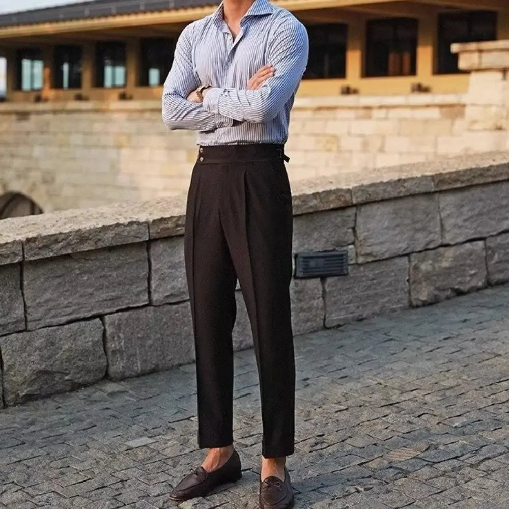 Summer Lightly Mature High-grade Slim Fit Suit Pants – Black, White, Apricot | Old Money Menswear