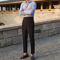 Slim fit men’s suit trousers - black