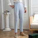 Striped blue high waist trousers
