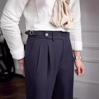 Casual straight leg trousers - black