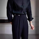 Casual straight leg trousers - black