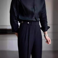 Casual straight leg trousers - black