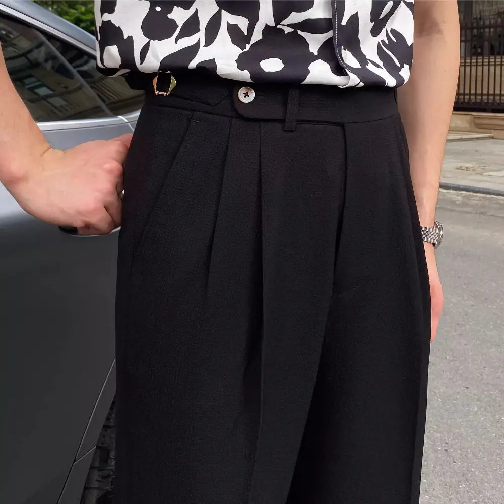 Casual straight leg trousers - black