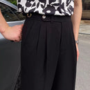 Casual straight leg trousers - black
