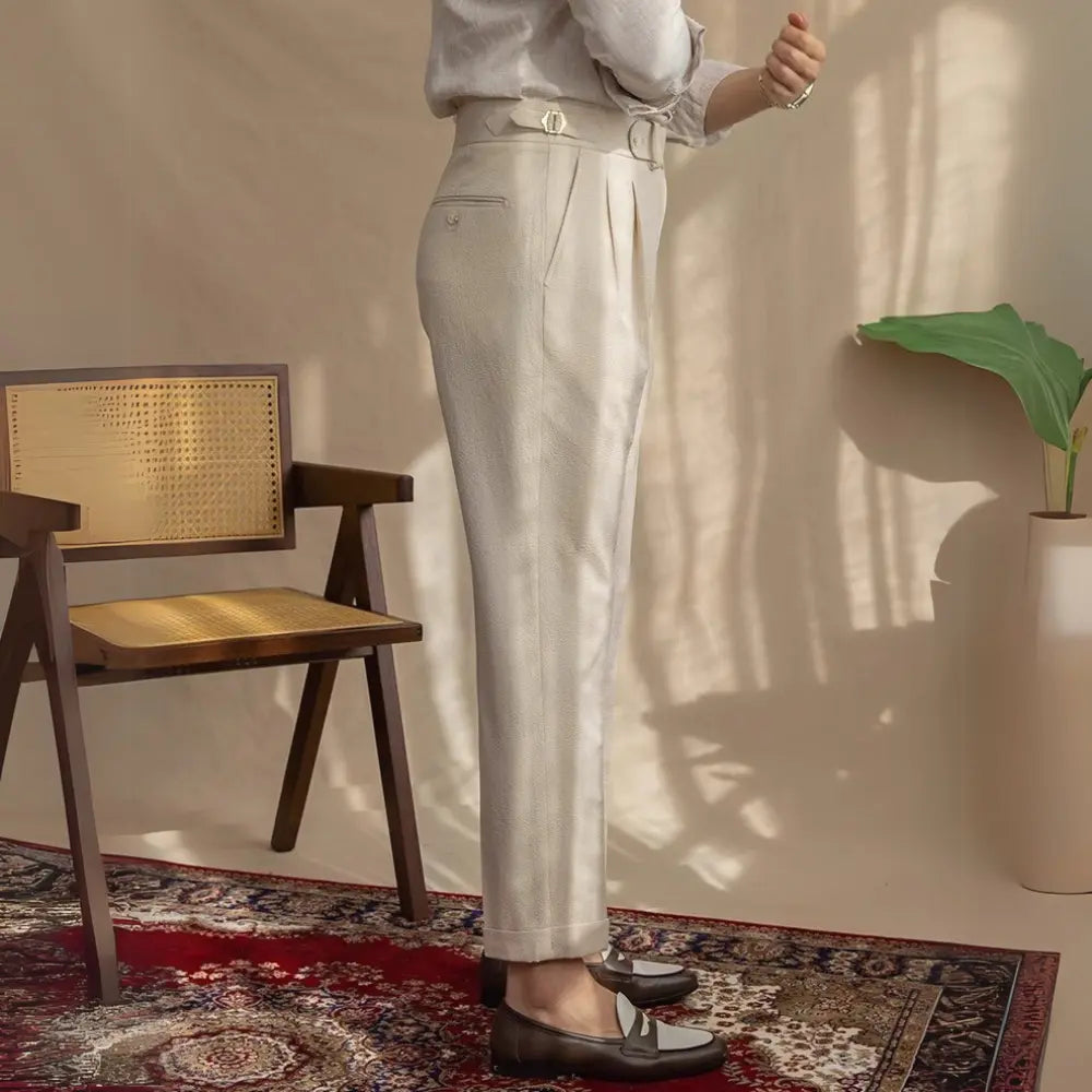 Classic casual menswear trousers - white