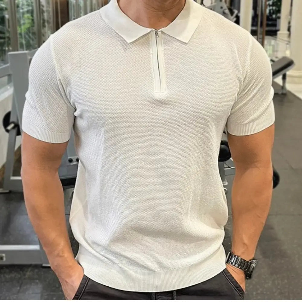 Sporty men's zipper polo