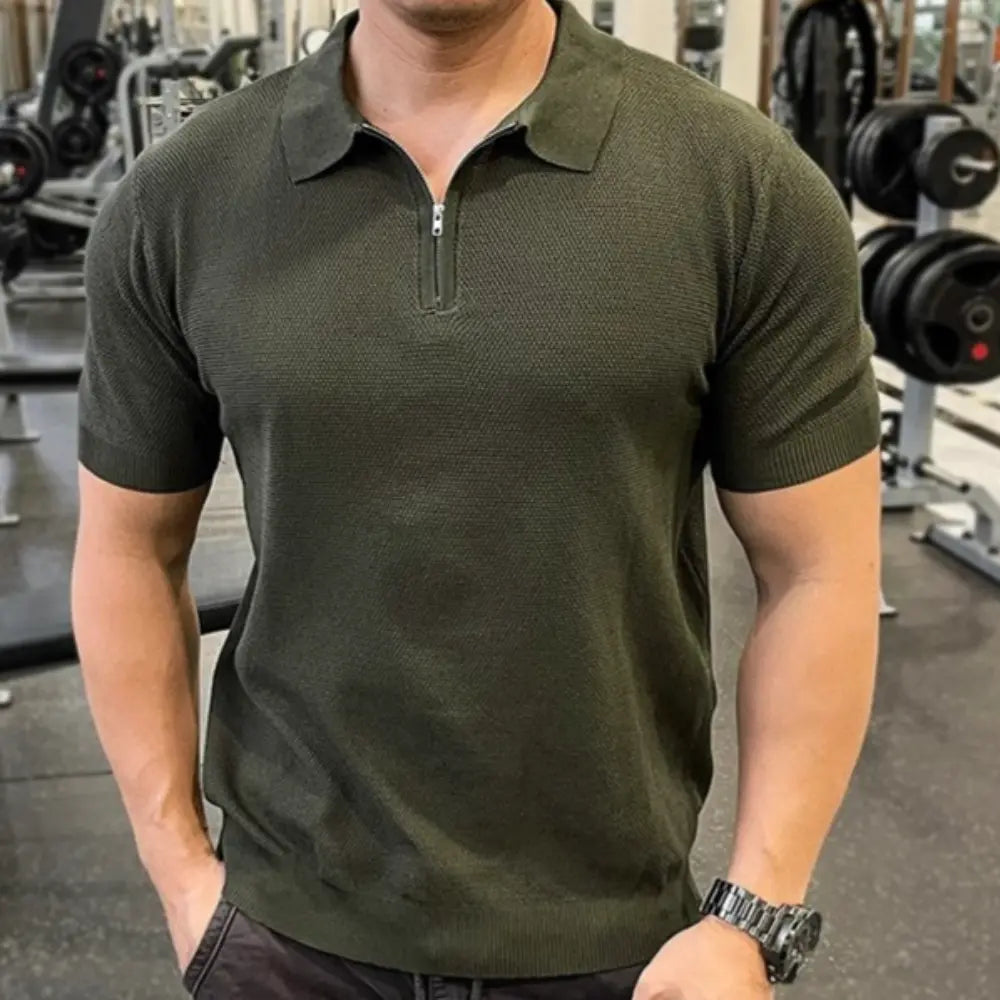 Men's zipper polo t-shirt