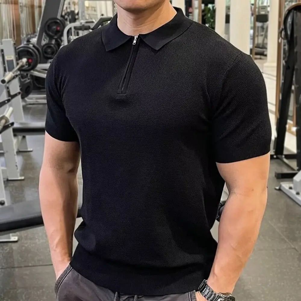 Sporty men's zipper polo