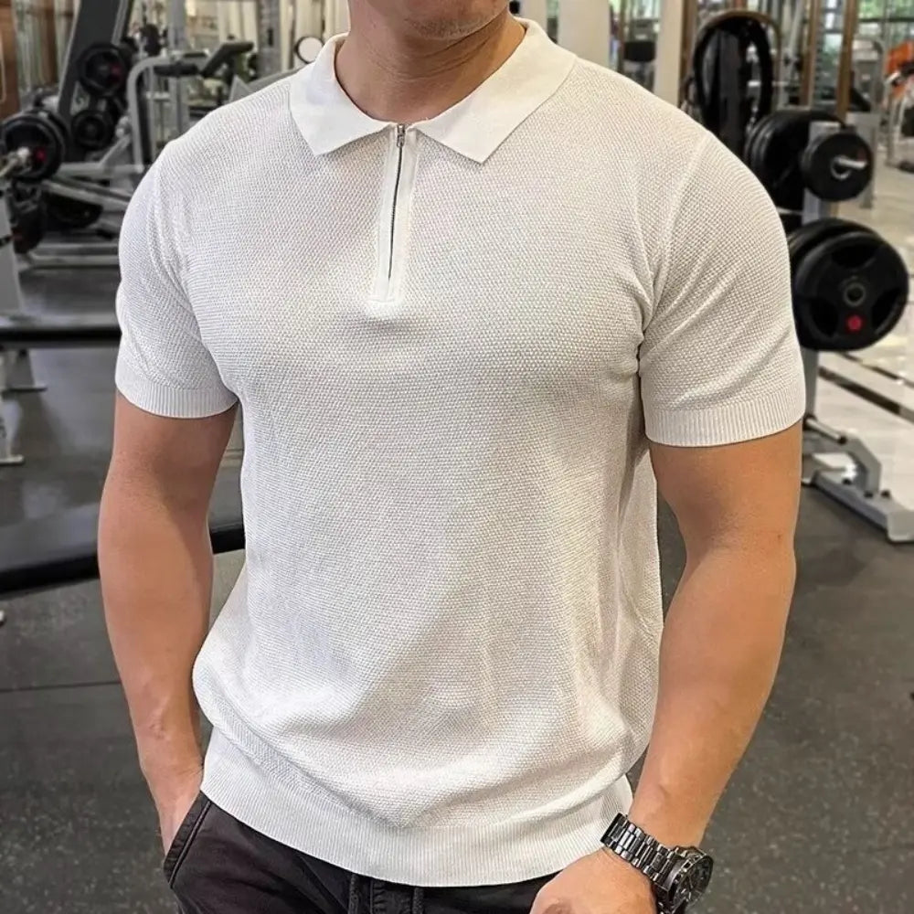 Sporty men's zipper polo