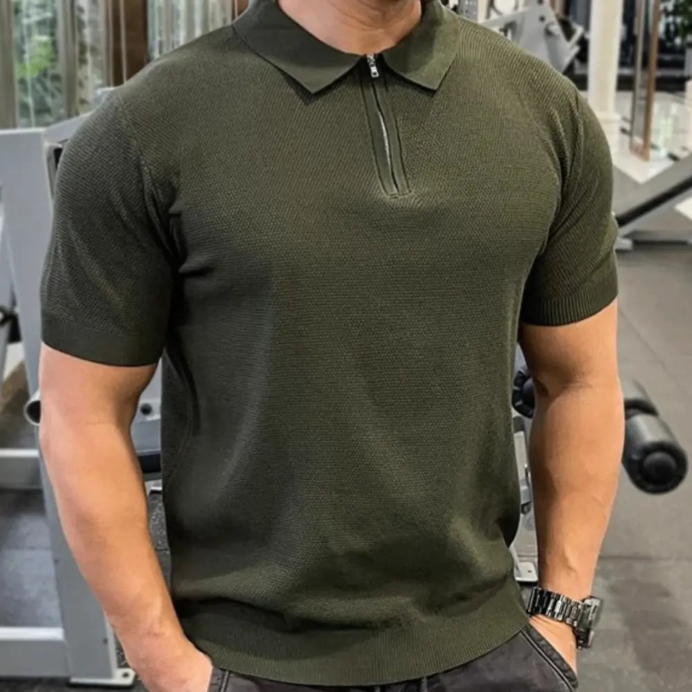 Men's zipper polo t-shirt