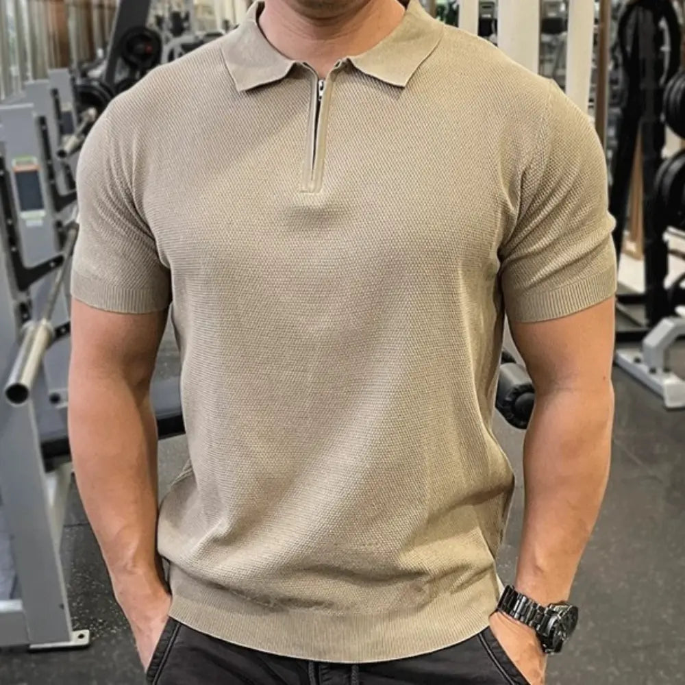 Sporty men's zipper polo